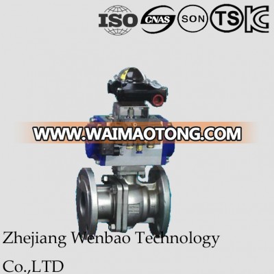 Pneumatic 2PC Stainless Steel Flanged Floating Ball Valve with 304L