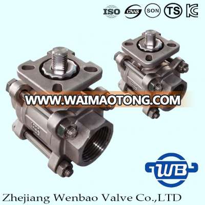 3-PC Female Threaded CF8m Ball Valve with ISO Mounting Pad