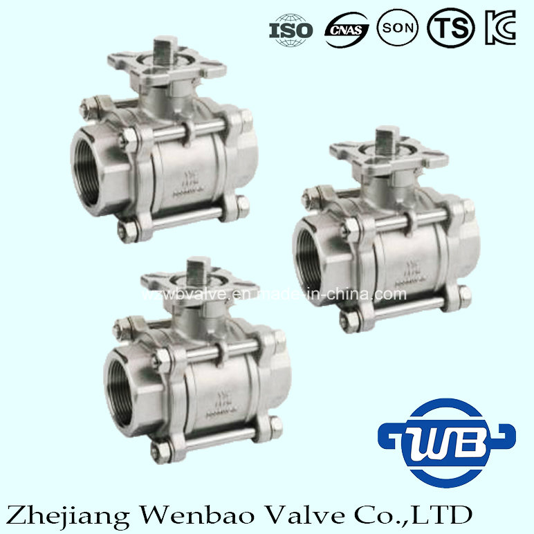 3PC Female Threaded Ball Valve with ISO5211 Mounting Pad