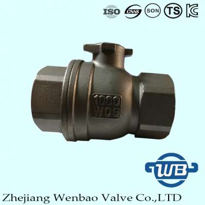 2PC Korea Type Stainless Steel Floating Ball valve with Handle