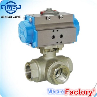 Air Actuated 3-Way Welding Floating Ball Valve with Penmatic Actuator