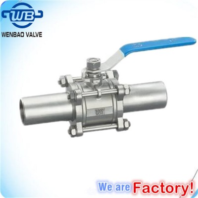 3 Pieces Prolong Extended Body Butt Welding Ball Valve CF8m